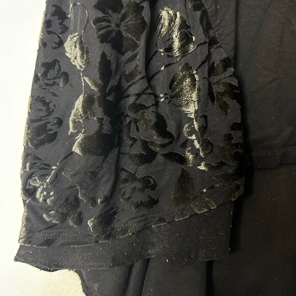 Logo By Lori Goldstein blouse shirt sz 1X Tunic with Burnout crushed Velvet trim - Picture 2 of 9